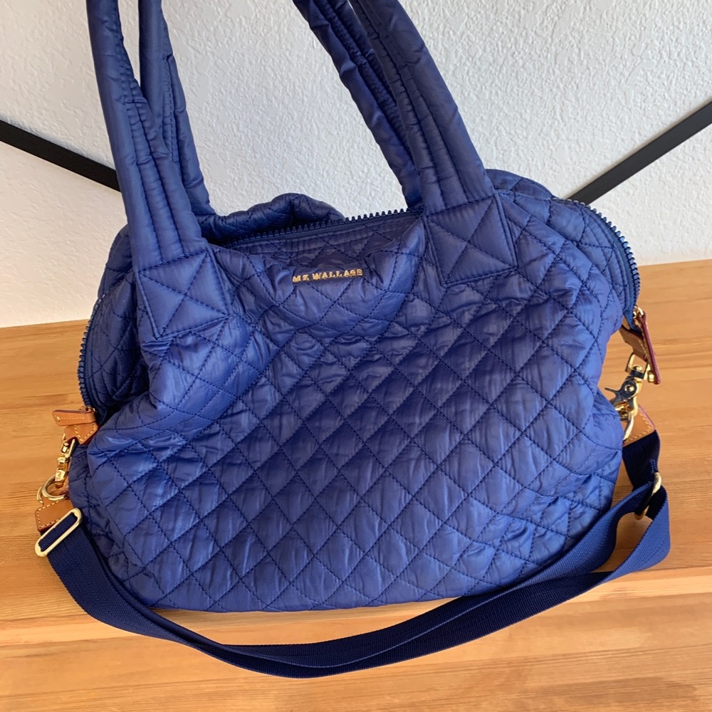 MZ Wallace Royal blue quilted baby bag.